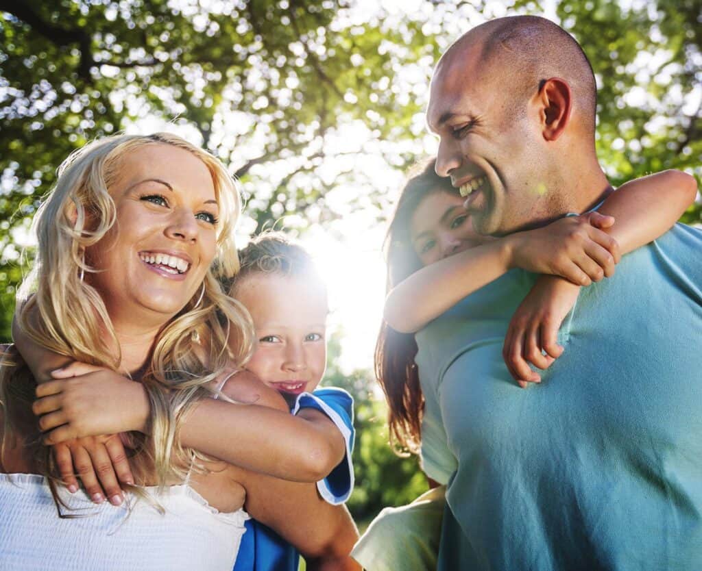 Family playing in the park